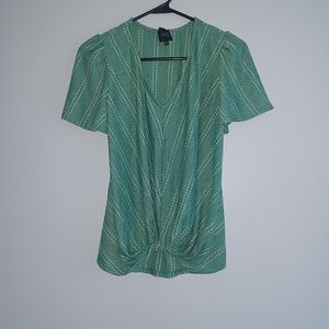 Short Sleeve V Neck Twist Front Shirt